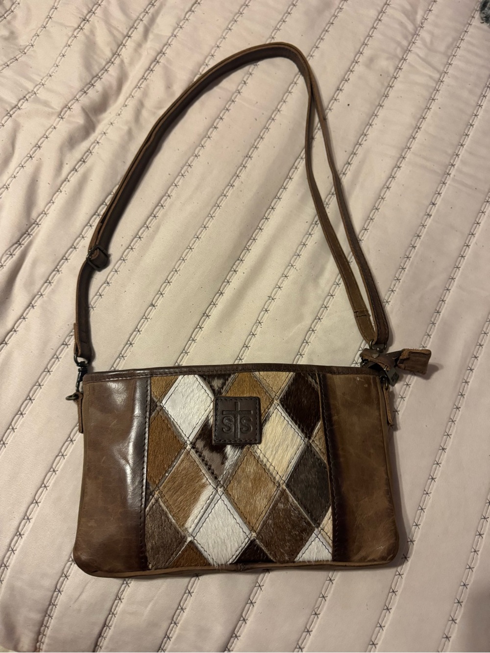 STS Ranchwear Genuine Leather Hide Patchwork Crossbody Purse